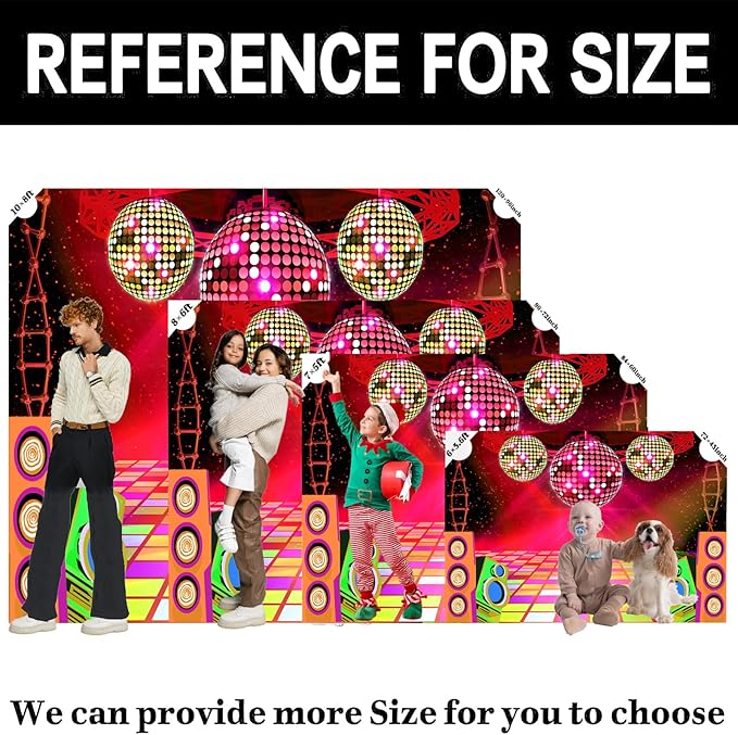 Dance Party Backdrop Retro 80s 90s Theme Stage Dance Ball Music Birthday Party Decoration DJ Photography Background 7X5 ft for Baby Shower Picture Photo Shoot Polyester Fabric, Red