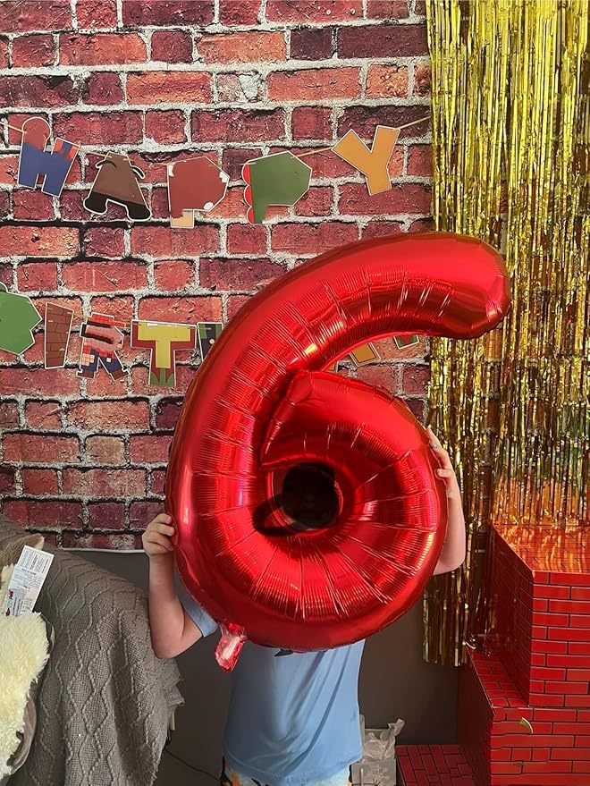 6 Birthday Balloons, 40 Inch Foil Big Balloon for Men And Women, Red Balloons for 6, 16, 26, 60, 2026 Graduation, Birthday, Wedding Anniversary, Xmas, Party Supplies