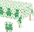 QZYL 2 Pcs St Patricks Day Decorations, 108" X 54" Shamrock Decorations, Plastic Happy St. Patrick's Day Tablecloth, Shamrock Tablecovers, Disposable Rectangle Irish Green Table Cloth for Lucky Party