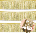 3 Pack 10 Ft Light Gold Foil Fringe Garland Metallic Streamers Tinsel Banner Wall Hanging Garland Backdrop for Parade Floats, Halloween, Christmas, Thanksgiving, New Year Party Decorations