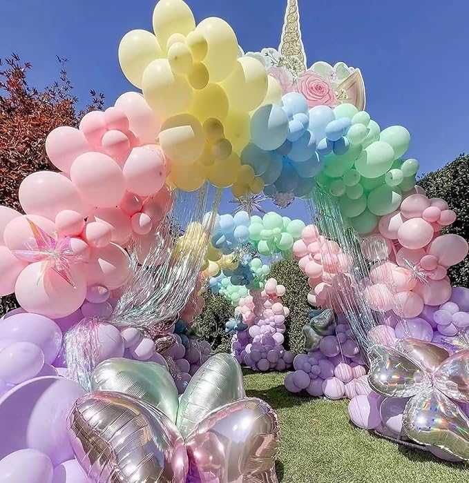 Macaroon Rainbow Balloon，Mixed Size 12/5 inch Pastel Colorful Latex Balloons For Birthday Wedding Baby Shower Easter Party Decorations