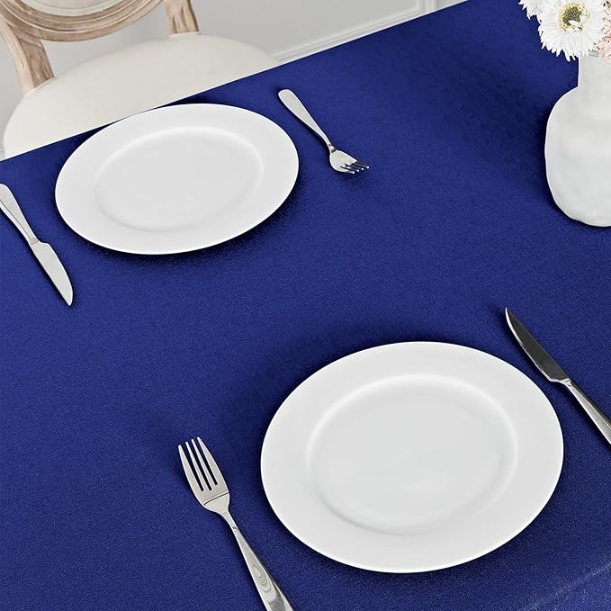 2 Pack Rectangle Tablecloth, 60x84 inch, Water Resistant Wrinkle Free Linen Textured Table Cloth Washable, Decorative Fabric Table Cover for Dining, Party and Camping, Royal Blue