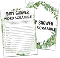Baby Shower Game Cards, Word Scramble Game, Tropical Jungle Theme Party Games, Set of 30 (Green005)