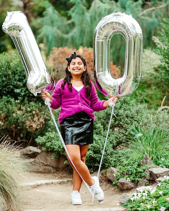Silver Number 9 Balloon 40 Inch, 9 Balloon Number, 9th Birthday Decorations, Silver Party Supplies for Boys Girls