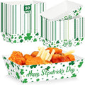 50 Pcs St. Patricks Day Decorations, Paper St. Patricks Day Food Trays, Disposable Shamrock Platters Green Snack Serving Trays, St Patrick's Party Supplies Irish Decor for Irish Bar Family Gatherings
