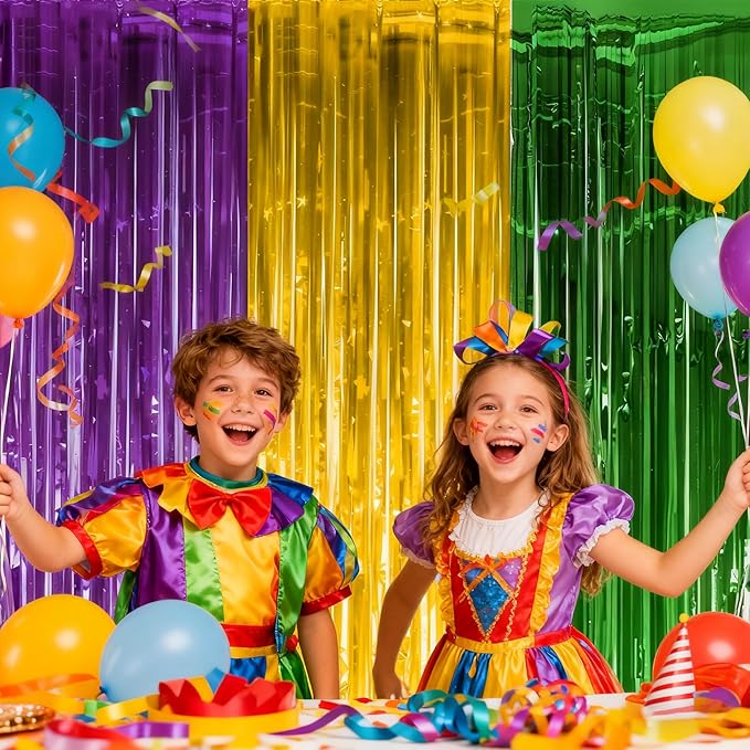 Mardi Gras Decorations - Green Gold Purple Streamers Backdrop Banner | Mardi Gras Party Decorations Indoor Outdoor Outside - New Orleans Masquerade Party Photo Booth Favors Supplies for Home Wall