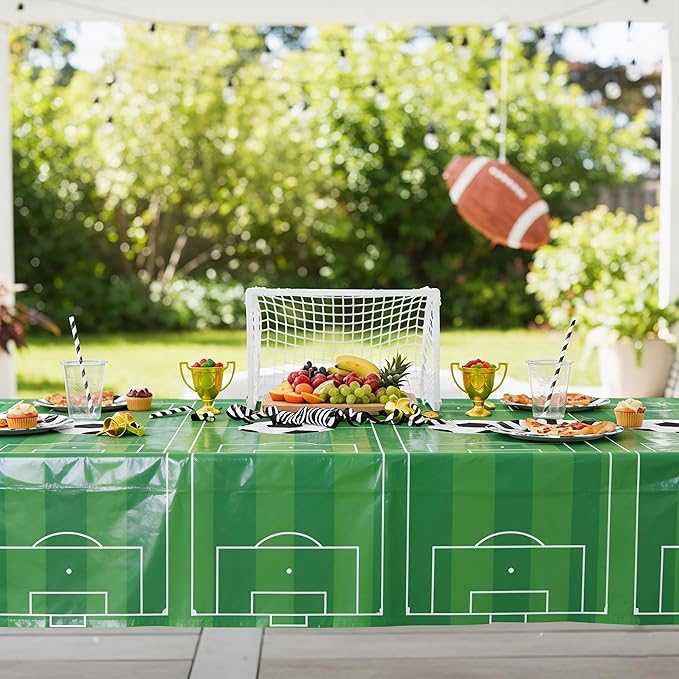 OHOME Soccer Party Decorations - 2 PCS Soccer Tablecloth | Soccer Birthday Party Decorations Table Covers - Soccer Party Favors Accessories Supplies for Indoor Outdoor Decor