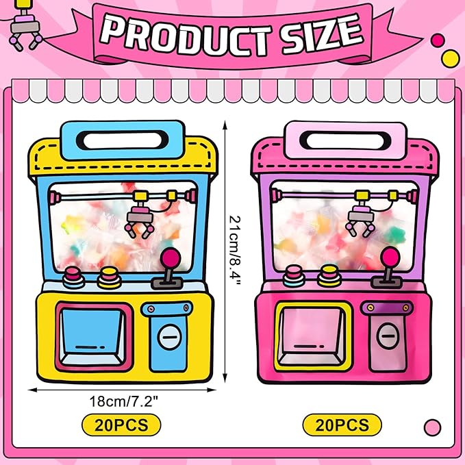 40 Pcs Goodie Bags Stuffers for Kids Birthday Goodie Bags Cartoon Snack Candy Treat Party Favor Plastic Gift Handbags Bulk with Handle for Back to School Supplies(7.2 x 8.4 Inch,Game Style)