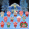 JOICEE Christmas Outdoor Yard Signs Candy Decorations, Peppermint Lollipop Candy Signs with Stakes for Holiday Party Home Lawn Pathway Decorations Supplies
