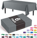 Exquisite Party Solids 6-Pack Premium Plastic Tablecloth 54in. x 108in. Rectangle Plastic Table Cover - Silver