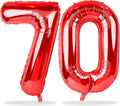 70th Birthday Balloons for Women, 40 Inch Giant Red Foil Number 70 Self Inflating, Digit 7 & 0 Mylar Helium Balloons for Men 70 Year Old Anniversary Party Decorations Supplies
