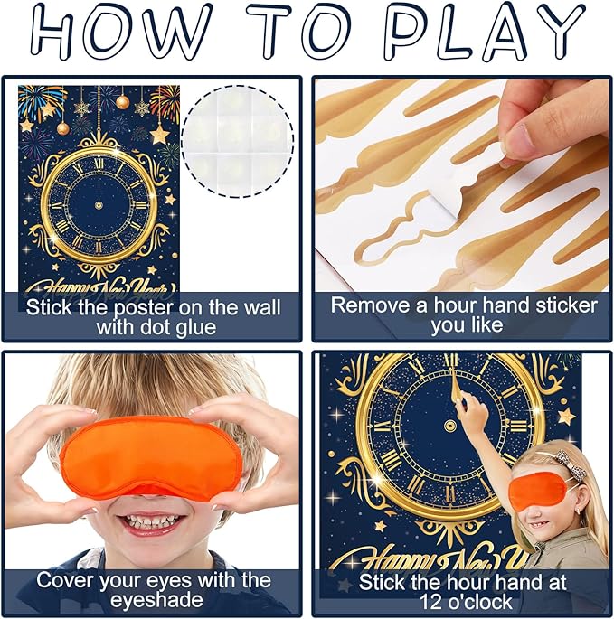 AUGSUN New Years Eve Games 2026 Happy New Year Activities New Years Clock Games 2026 NYE Party Favors Eve Party Supplies Gifts for Kids Girls Boys Adults Family