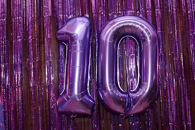 40 Inch Purple Number 6 Balloon, Giant 6 Number Balloons for 6th Birthday Decorations, Party Supplies for Baby Boy Girl, Purple Party Decor