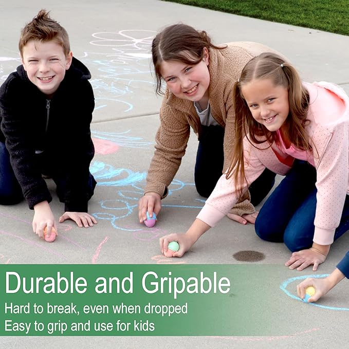 Kid Made Modern Ultimate Sidewalk Spring Chalk Bundle - 6 Neon, 6 Colored, 4 Lil Yolkers Eggs & 5 Bunny Chalks - Dustless, Washable, Non-Toxic, Easy Grip - for Kids Ages 3+ Outdoor Art & Drawing Fun
