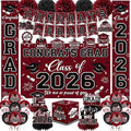 Graduation Decorations 2026 Maroon Party Decor Set with Congrats Grad Banner, Class of 2026 Backdrop, Balloons, Box & Streamers Supplies for High School & College Celebrations