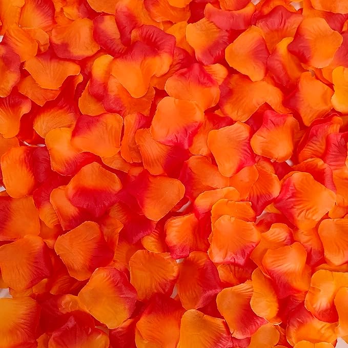 1500 Pcs Pre-Separated Artificial Gradient Orange Red Rose Petals, Sunset Flower Petals,Orange Flower Girl Petals for Weddings,Valentine Day,Party,Romantic Decoration