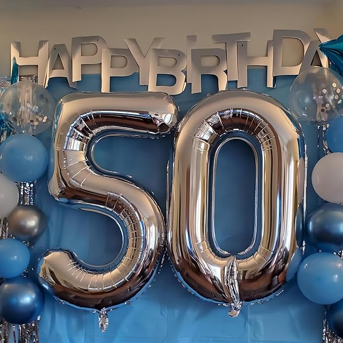 Silver Number 0 Balloon, 40 Inch Large Number Foil Mylar Balloons for Girl Boy Birthday Party Celebration Decorations Supplies, Digital Balloons for Wedding Anniversary Events Decor