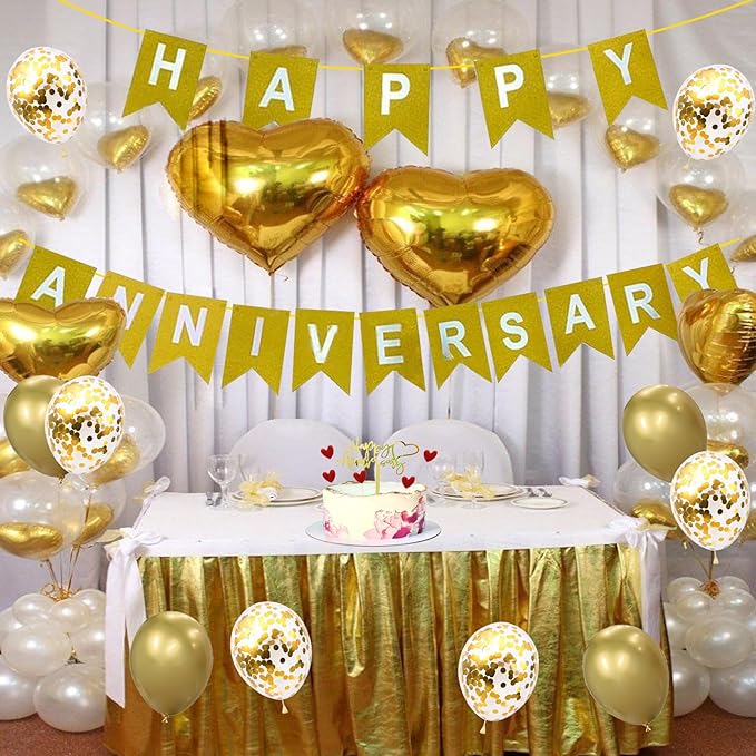 Happy Anniversary Cake Topper Happy Anniversary Cake Decorations for Party Decorations (gold anniversary)