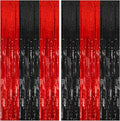 2 Pack Black and Red Backdrop Party Decorations Tinsel Curtain Halloween Party Streamer Foil Fringe Birthday Decorations Photo Booth Fancy Ball Christmas New Year Graduation Party Decor Decor
