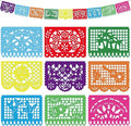 OHOME Cinco De Mayo Decorations - Papel Picado Banner Streams | Mexican Theme Birthday Backdrop Flag Para Fiesta Party Decorations for Taco Accessories Decor Party Favors Supplies
