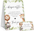 Woodland Diaper Raffle Game, Diaper Raffle Tickets for Baby Shower, Gender Neutral Tickets for Baby Shower Party Favor Decorations Supplies (1 Sign + 50 Cards)
