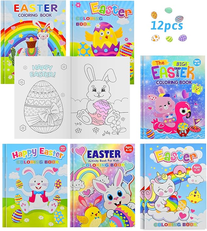 12 Pack Easter Coloring Books for Kids-Easter Day Activity Books for Boys and Girls Ages 2-12, Easters Basket Stuffer Gifts Party Favor Books for Home, School Class Coloring Activity and Decorations