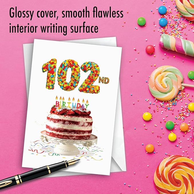 NobleWorks - Milestone Birthday Greeting Card with Envelope (4.63 x 6.75 Inch) - Big Day 102 C2765MBG