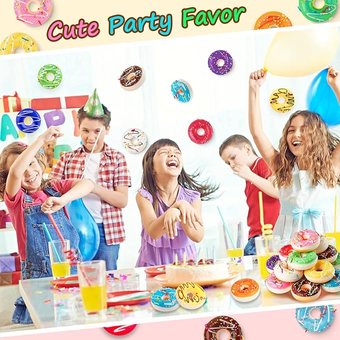 52 pcs Rainbow Donut Stress Balls Mini Stress Relief Ball Foam Donuts Party Favors for Birthday Party Shop Decoration (13 Colors)