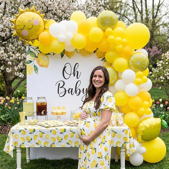 Yellow lemon Balloon Garland Arch kit with Sun lemon mylar Balloons for Summer birthday main squeeze Bridal Shower Sweet Baby shower Lemonade Party Decorations lemonade stand supplies (Yellow)