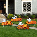 Large Halloween Decorations Outdoor Yard Signs, 4pcs Halloween Ghost Pumpkin Decor Yard Stakes Prop for Lawn Decorations Outdoor Garden Home Party Decor