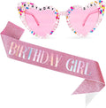 Birthday Girl Sash & Glasses Set, Pink Birthday Sash & Sunglasses, 'BIRTHDAY GIRL' Accessories for Women Girls