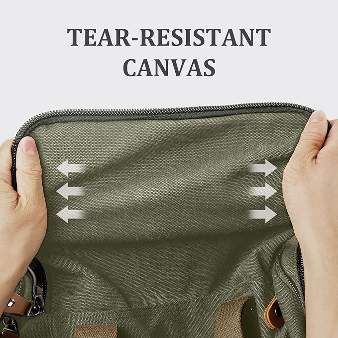 Gonex Canvas Duffle Bag 60L Travel Duffel Overnight Weekend Bag with Shoe Compartment (Army Green)