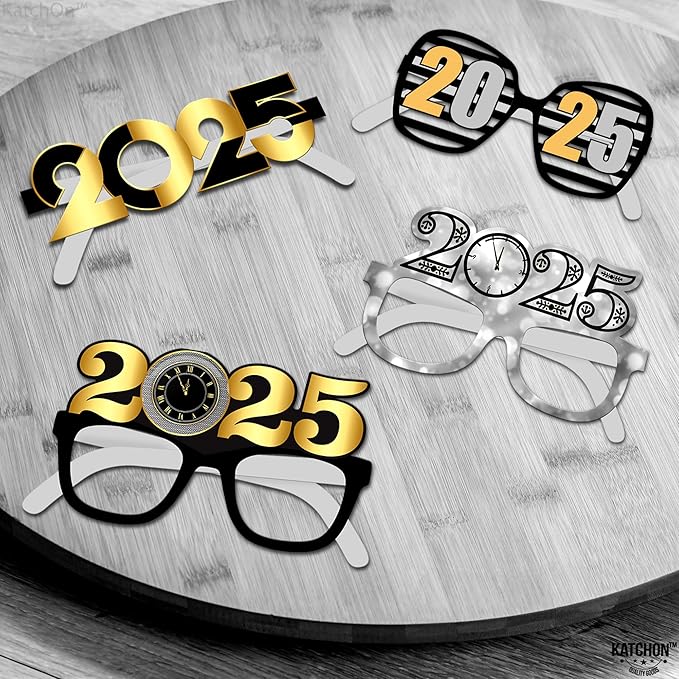 KatchOn, 2025 Glasses New Years Eve - Pack of 12 | New Years Glasses 2025, New Years Eve Party Supplies 2025 | NYE 2025, Happy New Years Decorations | NYE Decorations
