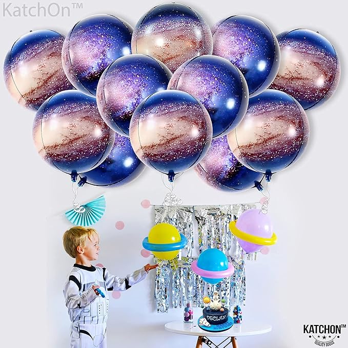 KatchOn, Galaxy Balloons for Galaxy Decorations - 22 Inch, Pack of 12 | Space Balloons for Birthday Decorations, Space Decoration | Planet Balloon, Back To School Décor