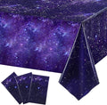 Tatuo 3 Pack Galaxy Plastic Table Cover Space Tablecloth Space Star Purple Nebula Rectangle Tablecloth Disposable Starry Night Sky Tablecover for Birthday Home Party Decorations, 54 x 108 Inch