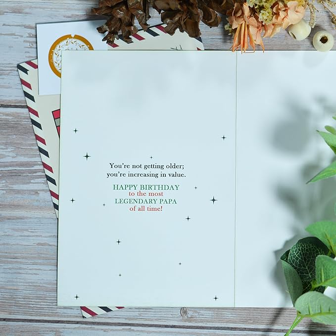 Grandpa Birthday Card, Birthday Card for Papa with Seal and Envelope, Papa Cards from Kids, Granddaughter, Grandson