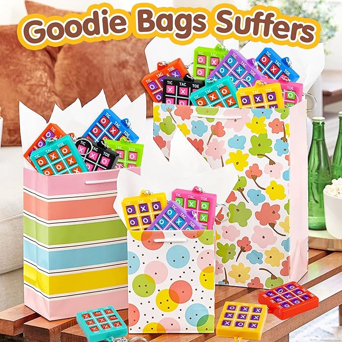 16PCS Tic Tac Toe Game Birthday Party Favors Easter Basket Goodie Bags Stuffers for Kids 3-5 4-8 8-12 Classroom Treasure Box Carnival Prize Small Toys Bulk Keychain Pinata Filler Return Gift Girl Boy