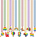 NOVWANG 24 Pcs Pride Beads Necklace 12 Styles Rainbow Beads Necklaces Multi Colors Necklaces for LGBT Parade Decorations Pride Party Favors