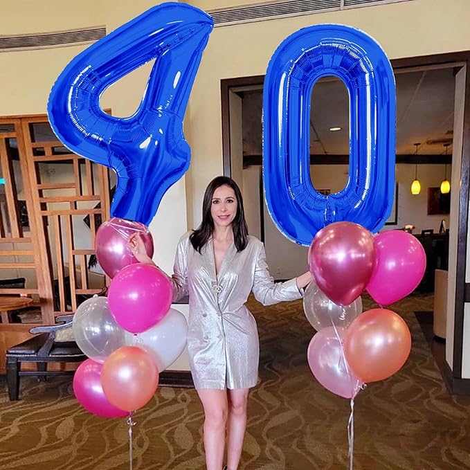 Number Balloons Navy Blue Balloons - Giant Number 40 Balloon, Blue 40th Number Balloon Birthday Decorations for Him