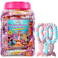 50 Mermaid Candy Bracelets with Two-Tone Mermaid Tail Charms, Great for Little Mermaid Party Favors and Goodie Bags, Ocean & Ariel-Themed Party Treats, Bulk Pack by 4YoreElves