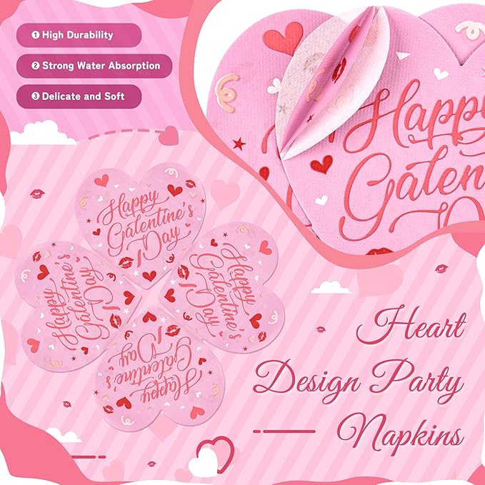 109PCS Happy Galentine's Day Party Supplies,Pink Love Heart Disposable Paper Plates Napkins Cups Forks Dinnerware for 24 Guest,Banner Balloons for Valentines Anniversary Wedding Engagement