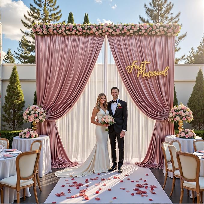 20x10 ft Wrinkle Free Rose Gold Sequin Backdrop Curtain for Parties,Thick Not Fall-Off Glitter Backdrop Drapes,4 Panels 5x10ft Shimmer Photo Back Drop Cloth for Wedding Birthday Photography Background