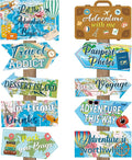 20 Pieces Travel Party Signs Travel Themed Party Decorations Let The Adventure Begin Sign Around the World Decorations Bon Voyage Party Wall Door Porch Yard Sign Travel Party Supplies