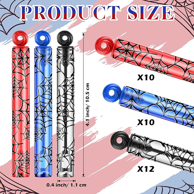 32 Pcs Spider Themed Bubble Wands Spider Bubbles Party Favors for Adult Summer Activity Birthday Gifts Carnival Goody Bag Stuffers Wedding Supplies