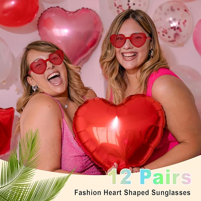 Heart Sunglasses 12/18/24 Pcs Heart Shaped Glasses for Women Cute Funny Party Glasses Party Favors Accessories