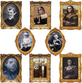 ECGER Halloween Decorations Indoor, Haunted Scary Decor - 3D Changing Face Pictures, Vintage Moving Wall Portraits Frame, For Horror Spooky Party Mansion Castle House Home Decoration(8 Pieces)