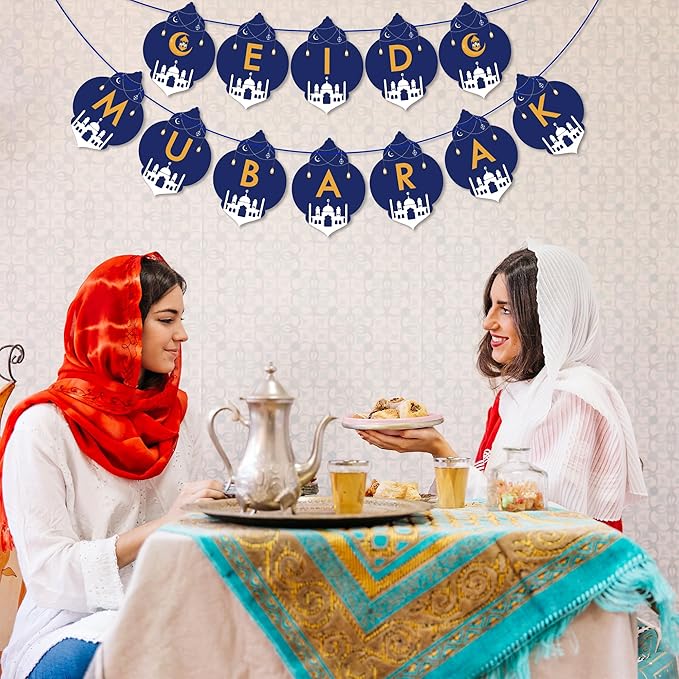 OHOME Eid Mubarak Decorations - Eid Banner & Decor Backdrop for Home & Outdoor 2024