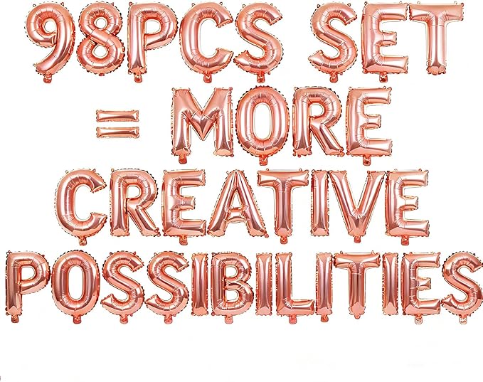 98 Pcs Rose Gold Letter Balloons, Custom 3 Set A-Z Set for Personalizing Names & Phrases Party Supplies Banners - with 1 Set AEOLMPRST 20Pcs for Wedding/Birthdays/Annivs Party Banner Custom Phrase