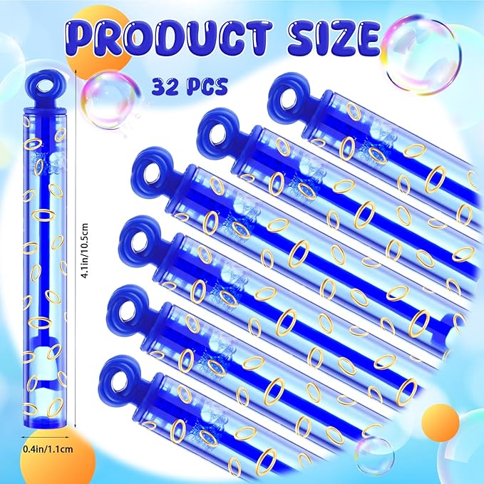 32 Pcs Gold Ring Print Bubble Wands Bubbles Party Favors for Adult Summer Activity Birthday Gifts Carnival Goody Bag Stuffers Wedding Supplies