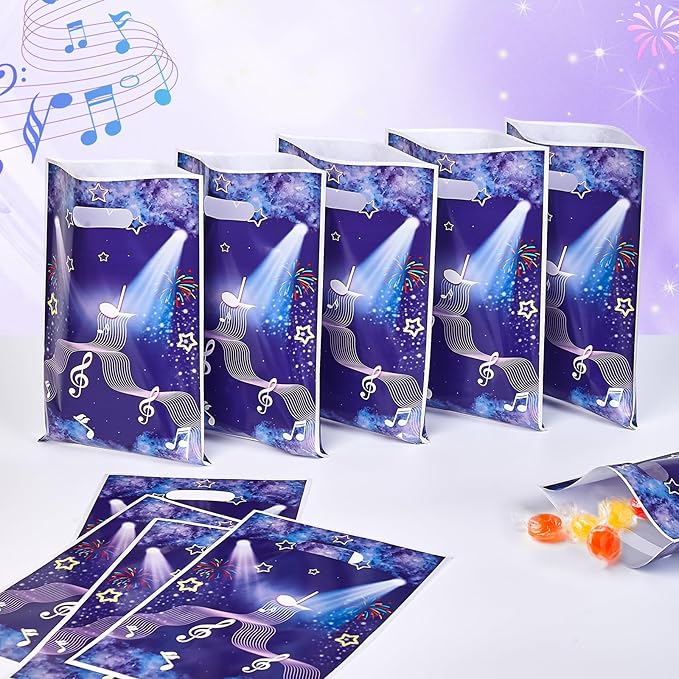 30 Pcs Music Hunter Goodie Bags Party Favor Bags with Handles for Birthday Party Theme Candy Bag Treat Bags Cookie bag